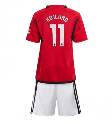 Manchester United Rasmus Hojlund #11 Replica Home Stadium Kit for Kids 2023-24 Short Sleeve (+ pants)